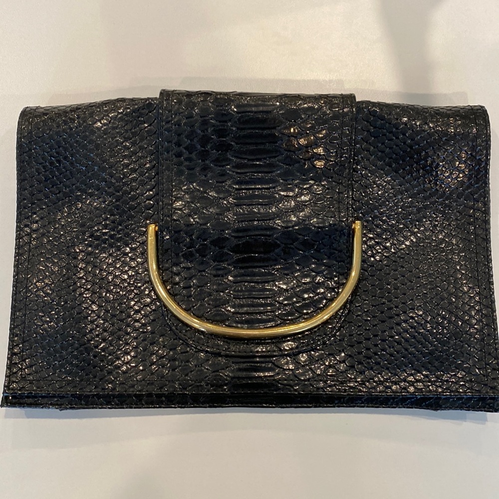Zambos & Siega black faux python Peggy clutch 11x7.5